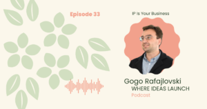 Images in Pink and Green, of a man, the guest on the podcast, Where ideas Launch, a Sustainable innovation Podcast.