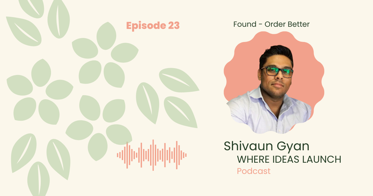 Images in Pink and Green, of a man, the guest on the podcast, Where ideas Launch, a Sustainable innovation Podcast.
