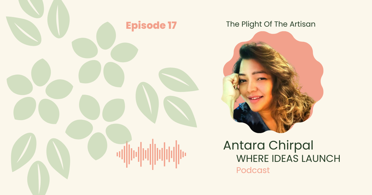 Images in Pink and Green, of a woman, the guest on the podcast, Where ideas Launch, a Sustainable innovation Podcast.