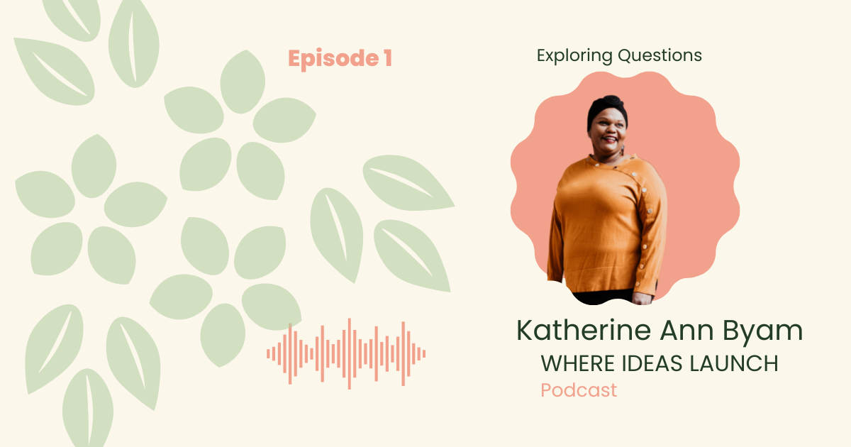 Images in Pink and Green, of a woman, the host on the podcast, Where ideas Launch, a Sustainable innovation Podcast.
