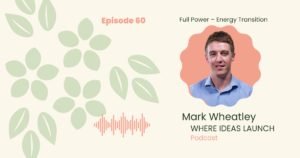 Images in Pink and Green, of a man a guest on the podcast, the podcast is hosted by Katherine Ann Byam, Where Ideas Launch