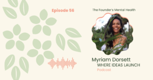 Images in Pink and Green, of a woman, the guest on the podcast, Where ideas Launch, a Sustainable innovation Podcast