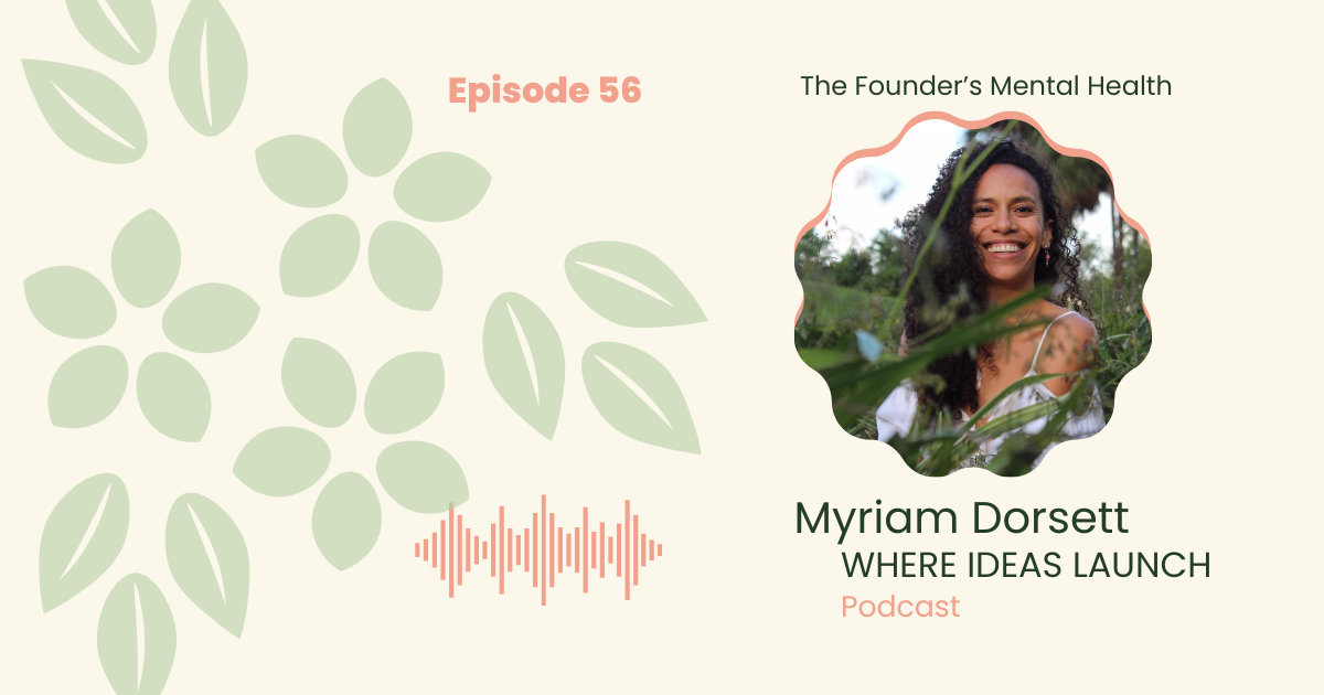Images in Pink and Green, of a woman, the guest on the podcast, Where ideas Launch, a Sustainable innovation Podcast