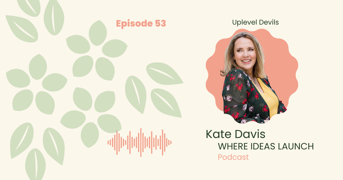 Images in Pink and Green, of a woman, the guest on the podcast, Where ideas Launch, a Sustainable innovation Podcast.