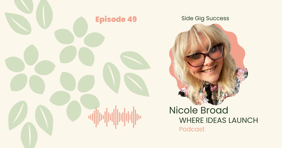 Images in Pink and Green, of a woman, the guest on the podcast, Where ideas Launch, a Sustainable innovation Podcast.