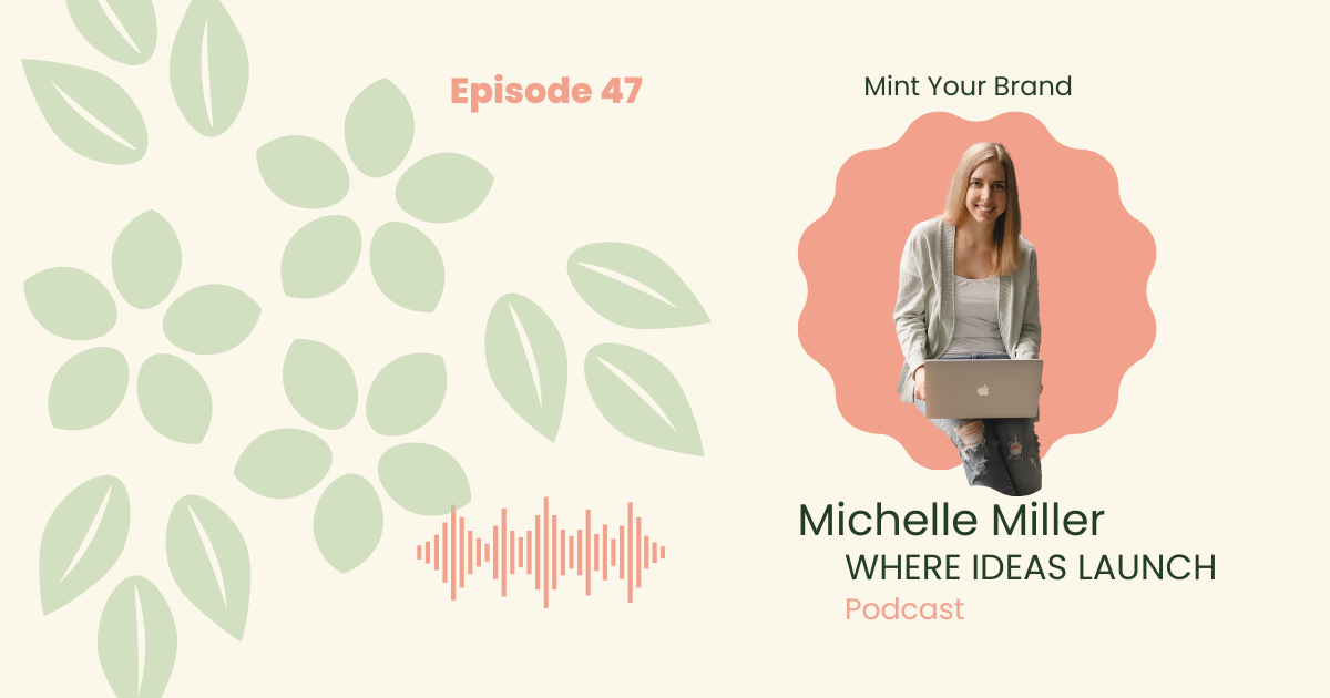 Images in Pink and Green, of a woman, the guest on the podcast, Where ideas Launch, a Sustainable innovation Podcast.