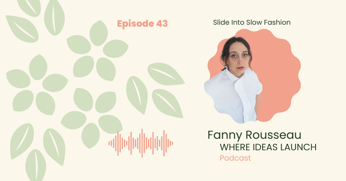 Images in Pink and Green, of a woman, the guest on the podcast, Where ideas Launch, a Sustainable innovation Podcast.