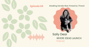 Images in Pink and Green, of a woman a guest on the podcast, the podcast is hosted by Katherine Ann Byam, Where Ideas Launch
