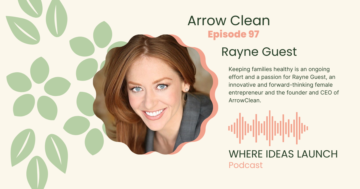 A woman smiling as the inset to a podcast episode for Where Ideas Launch